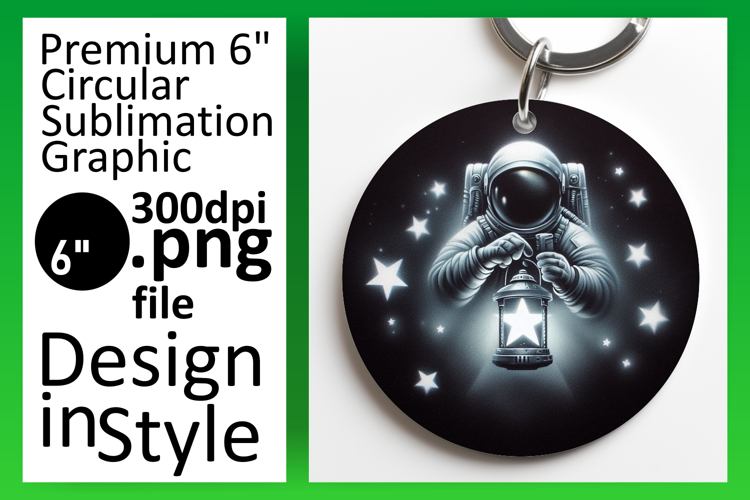 Vibrant Round Design Keychain Template , Astronaut