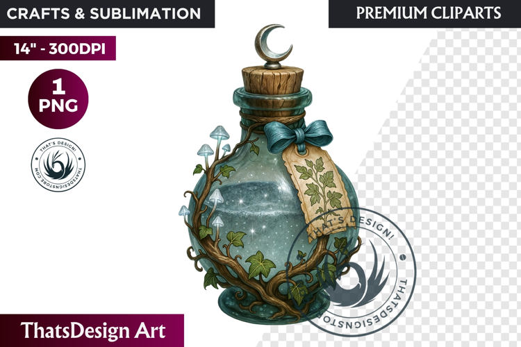 Magical Potion Bottles PNG, Fantasy Witchcraft Clipart witch