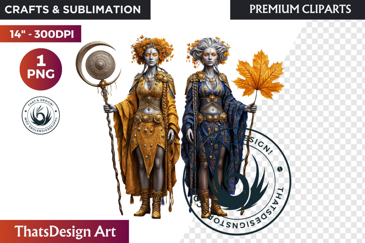 Fantasy Autumn Guardian - Epic Fall Character Clipart PNG