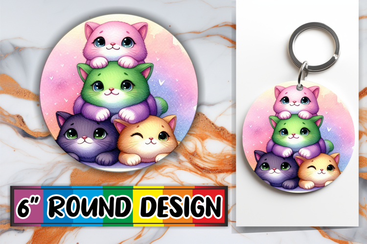 Enchanted Circle Keychain PNG, Cute Animals