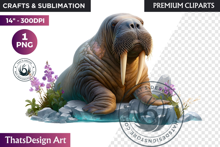 Walrus Watercolor Arctic Winter Animal Clipart Wildlife
