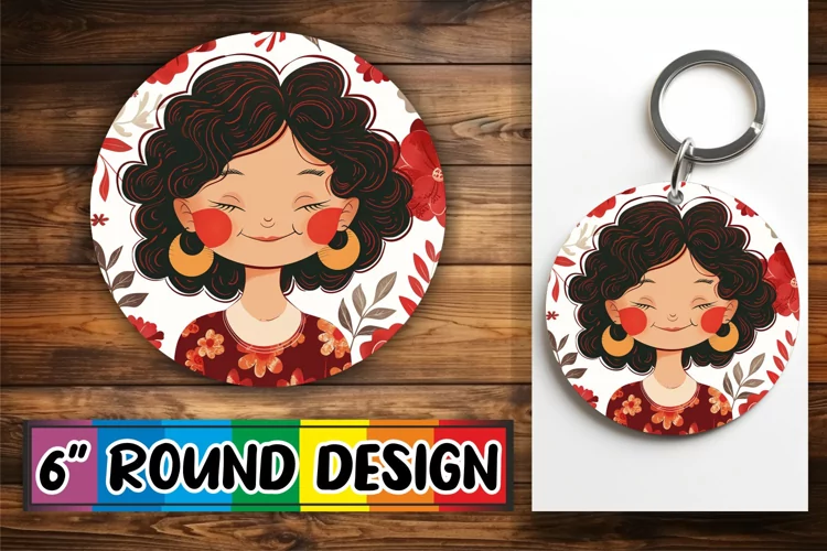 Chic Watercolor Woman Round Design Sublimation PNG