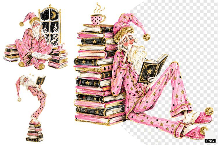 Santa loves Reading PNG example image 1