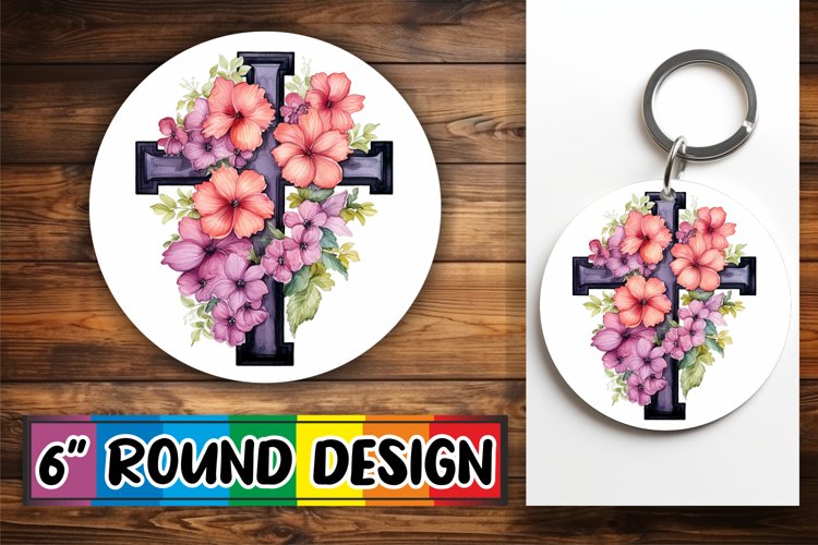 Faith-Inspired Sublimation Keychain Artwork example image 1