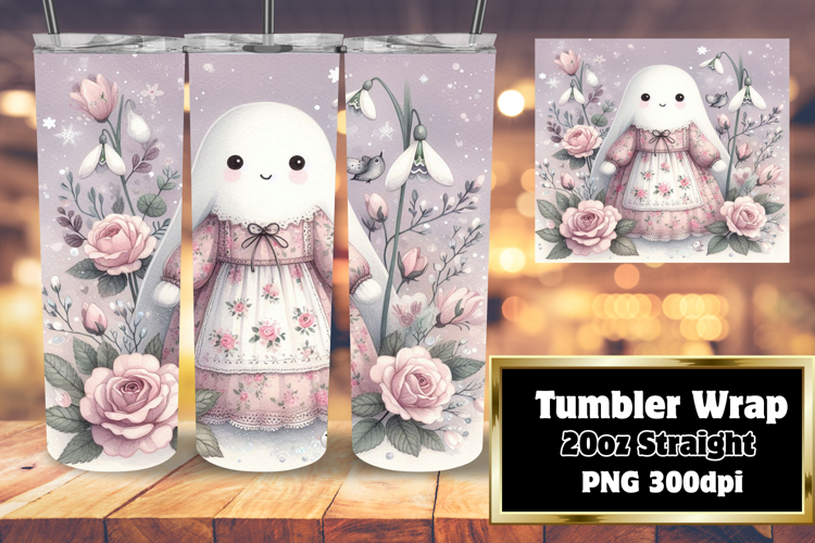 20oz Customizable Tumbler Design , Cute Ghost