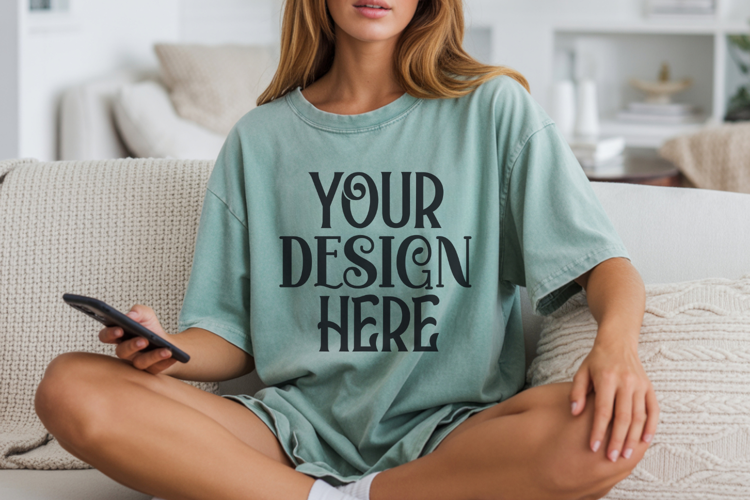 Chalky Mint Comfort Colors 1717 T-shirt Mockups,1717 Mockups