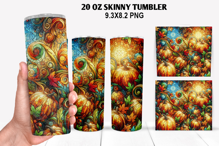 Pumpkins Skinny Tumbler 20oz Wrap Design, Halloween Tumbler