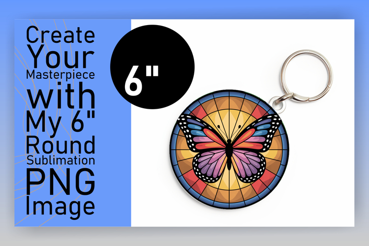 Chic Circle PNG Keychain Design , Butterfly