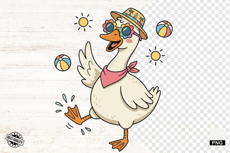 Summer Silly Goose Clipart PNG