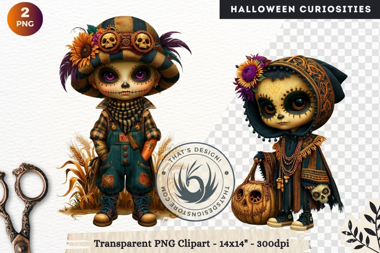 Surreal Halloween Character Cliparts Spooky Curiosities