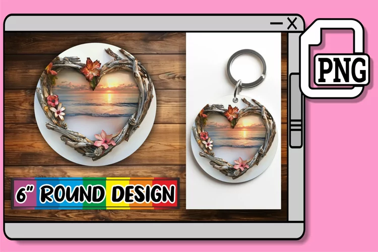Serenity Scenes: Wooden Heart Design PNG