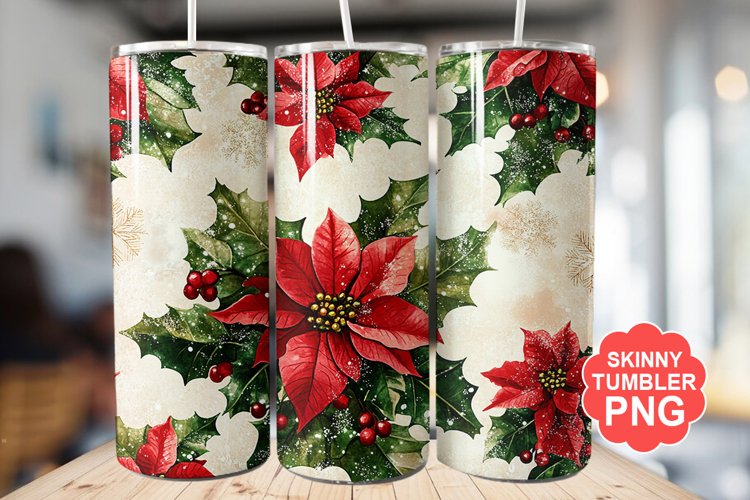 Christmas Flowers Tumbler | Christmas Tumbler Wrap