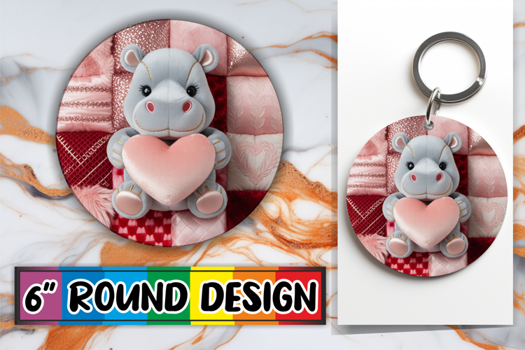 Cozy Keychain Round Design, Valenines Animals