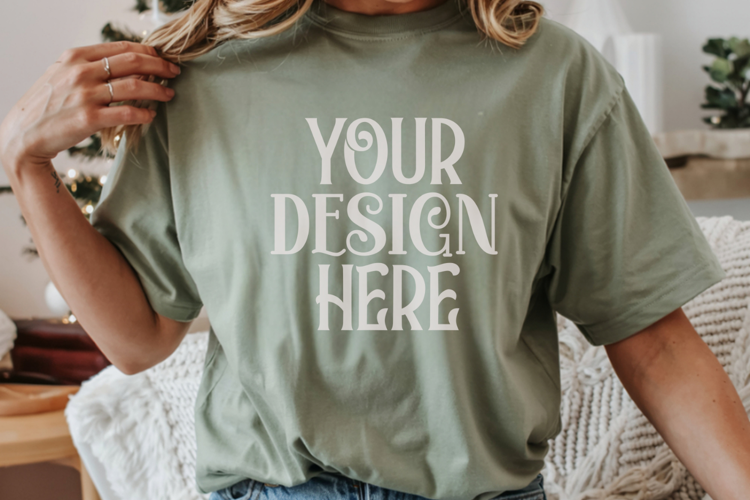 Moss Comfort Colors 1717 Christmas Mockup, CC 1717Comfort Co