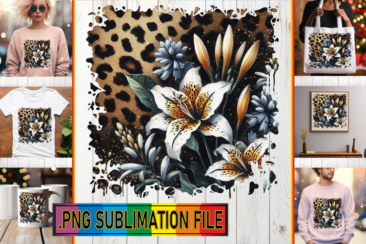 Bright TSHIRT Art PNG, Leopard Prints