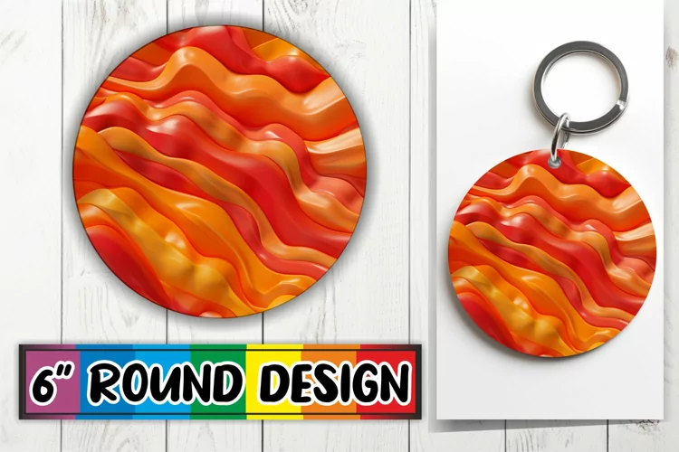 Retro 3D Inflated Puff Keychain Sublimation Patterns