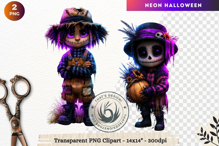 Neon Halloween Character Clipart Spooky Kawaii