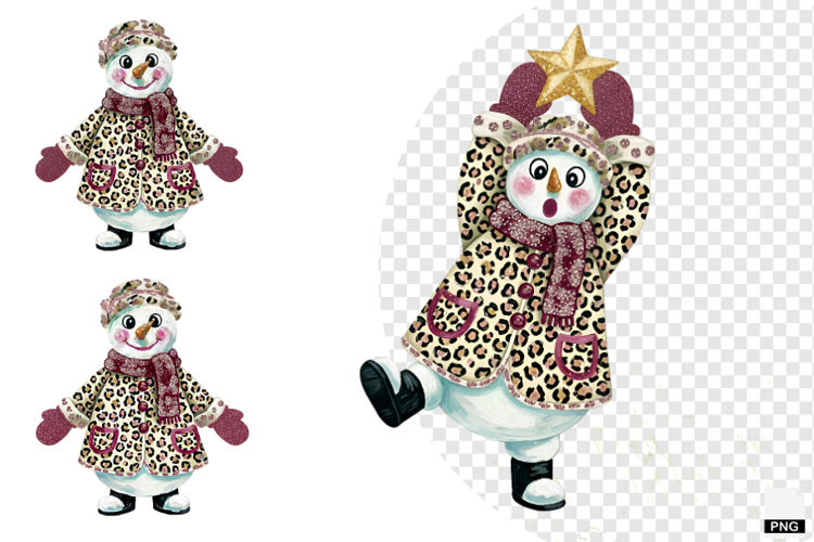 Winter Glitter Snowman Clipart