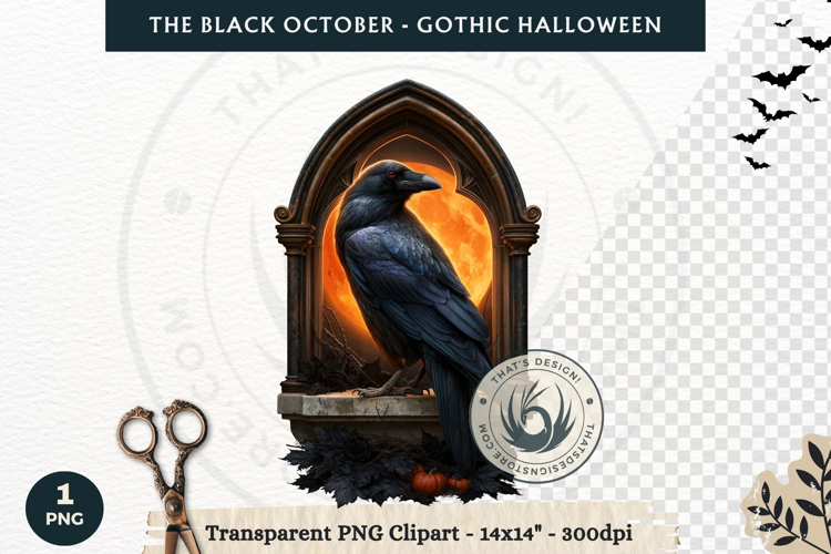 The Black October Gothic Halloween Clipart, Horror character