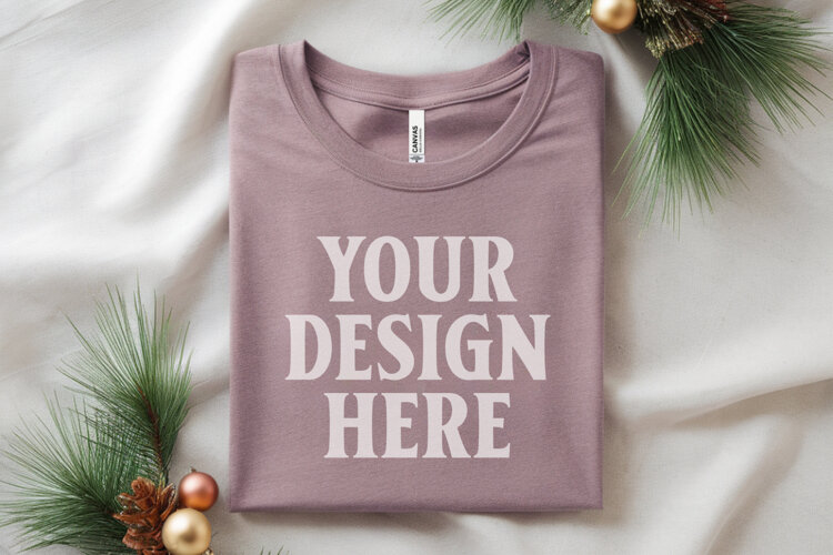Christmas Bella Canvas 3001 Athletic Heather Folded Tshirt example image 1