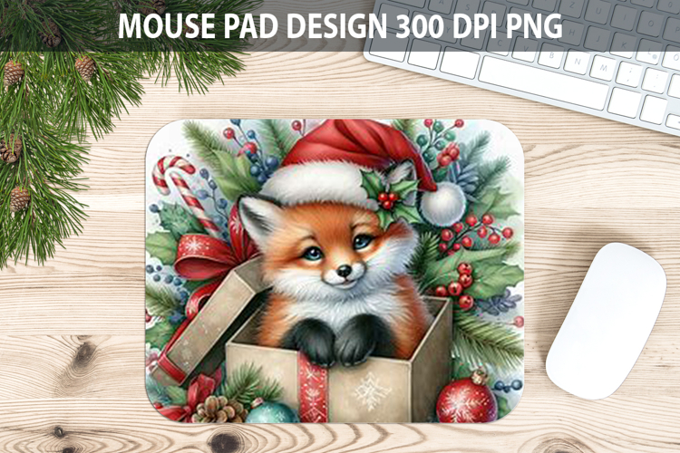 Fox Mouse pad Sublimation - Christmas Animal PNG Design