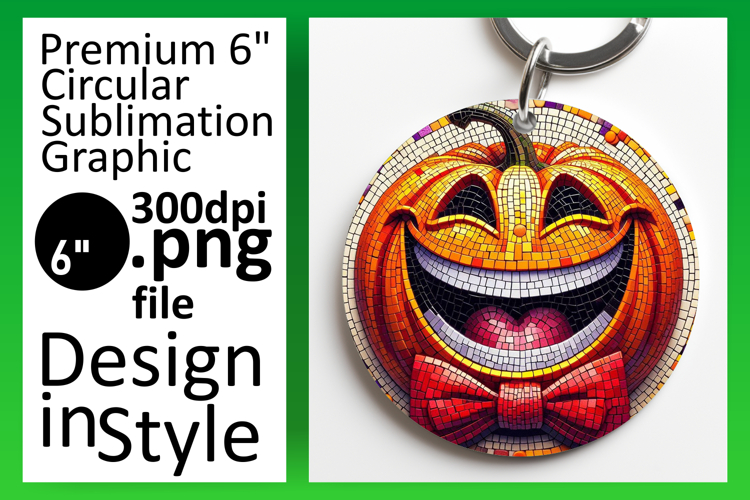 Vibrant Round Design for Keychains , Cute Pumpkin example image 1