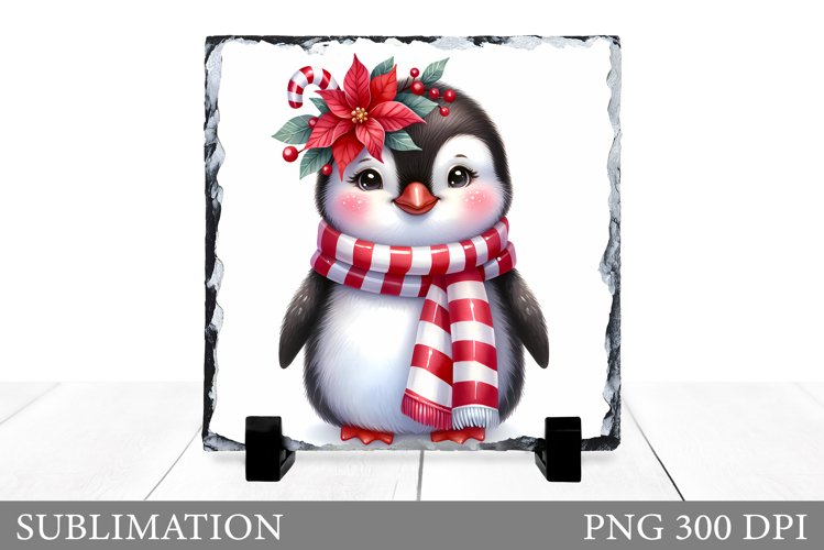 Cute Penguin Sublimation. Christmas Penguin Slate Design