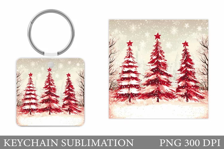 Christmas Tree Keychain. Christmas Keychain Sublimation