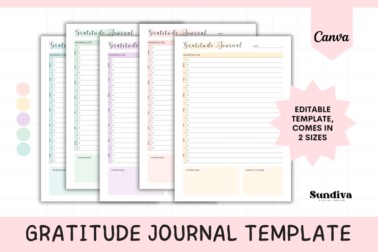 Gratitude Journal Printable   Editable Template 8