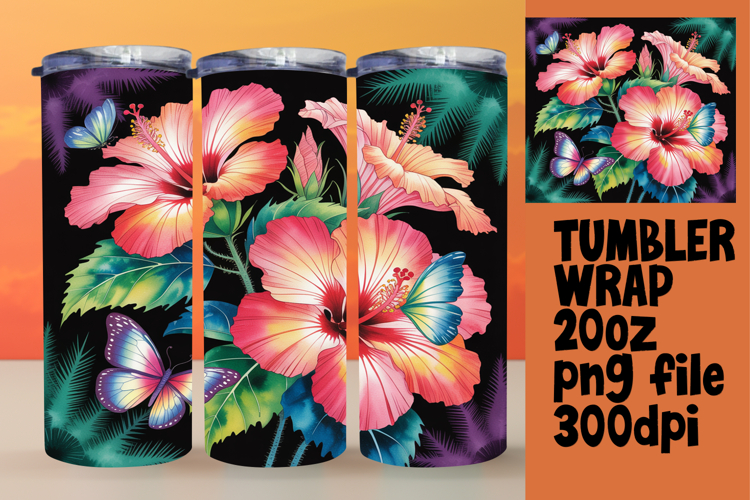 Custom Wraps for 20oz Tumbler , Flowers