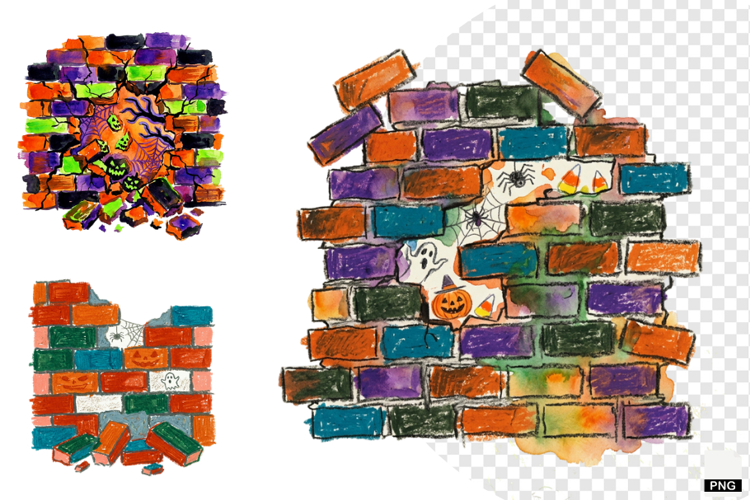 Halloween Brick Wall PNG