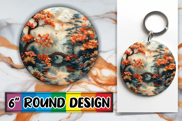 Beauty View in Sublimation Circle Kaychain 3D Springtime