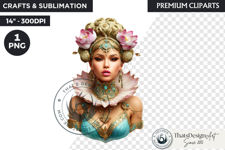 Royal Lotus Princess Fantasy Goddess Floral Clipart