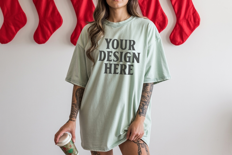 Chalky Mint Christmas Comfort Colors 1717 TShirt Mockup,cc17