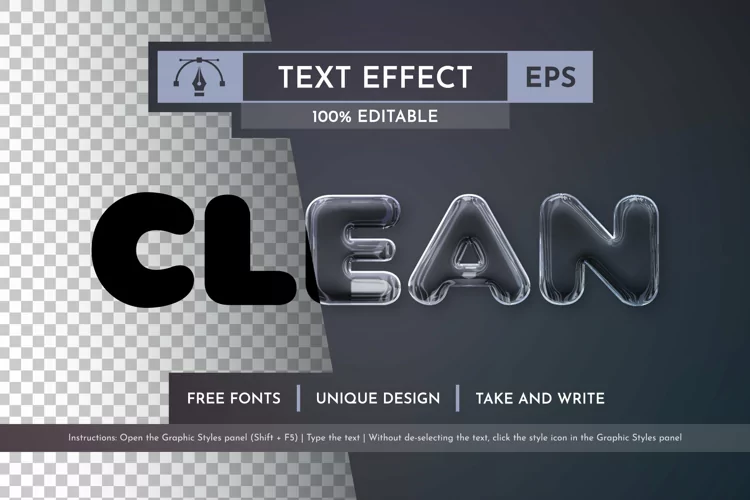 Clean Editable Text Effect, Graphic Style