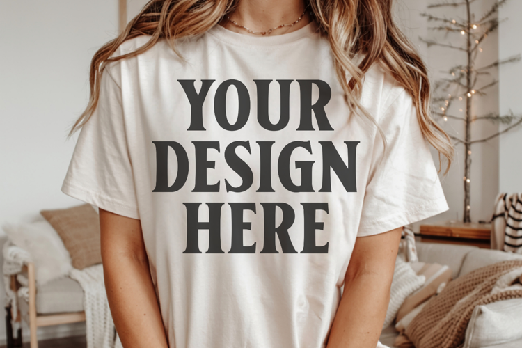 Christmas Comfort Colors 1717 Ivory T-Shirt Mockup Real