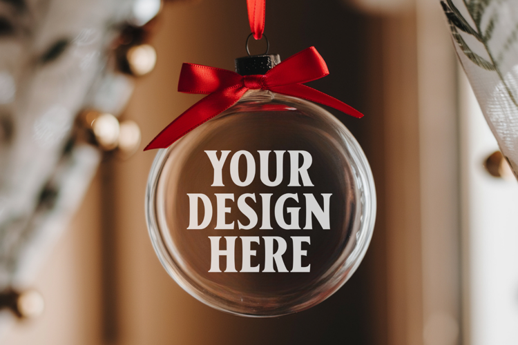 Acrylic Christmas Ornament Mockups | Clear Holiday Ornament