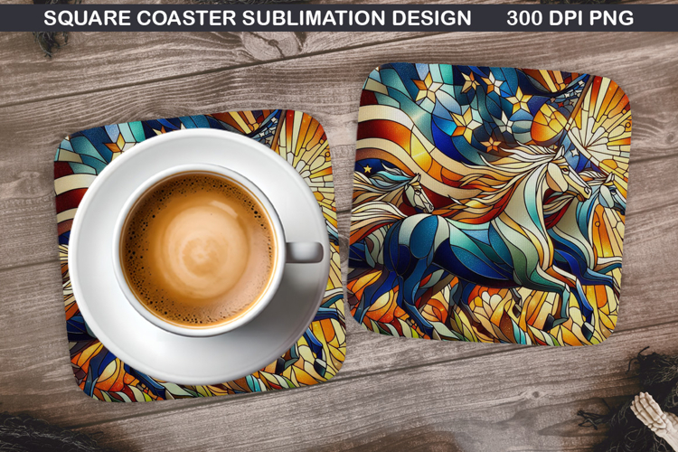 Unicorn Coaster Sublimation, 4th Of July Coaster PNG Design