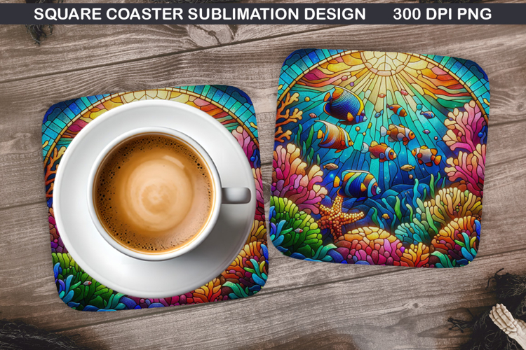 Fish Coaster Sublimation, Summer Coaster PNG Design
