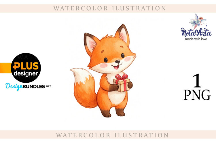 Illustration of a cute Christmas fox example image 1