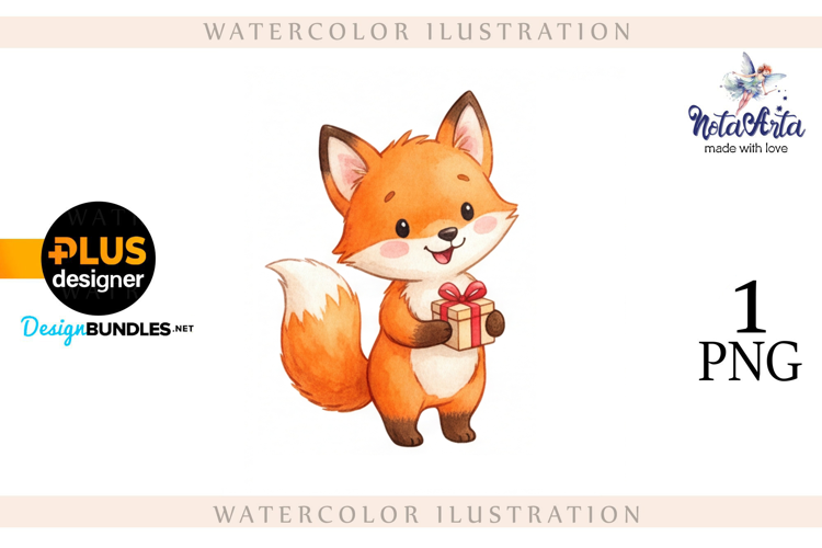Illustration of a cute Christmas fox
