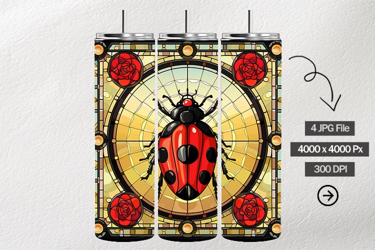Ladybug Stained Glass Square Coaster - 04 Variations example image 1