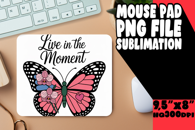Bright MOUSE PAD Sublimation Art, Butterfly