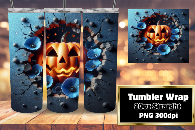 RADIANT 20oz Tumbler Wrap , 3D Pumpkin
