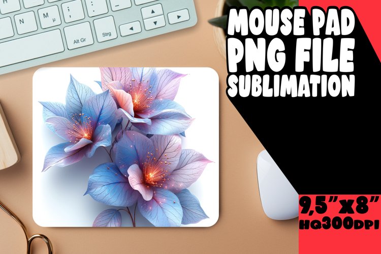 Vibrant Colorful Floral Design Mouse Pad: Sublimation Charm example image 1