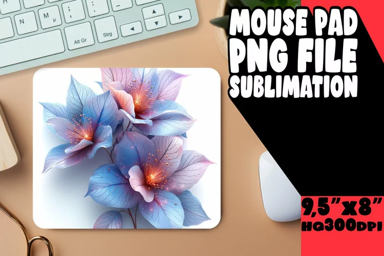 Vibrant Colorful Floral Design Mouse Pad: Sublimation Charm