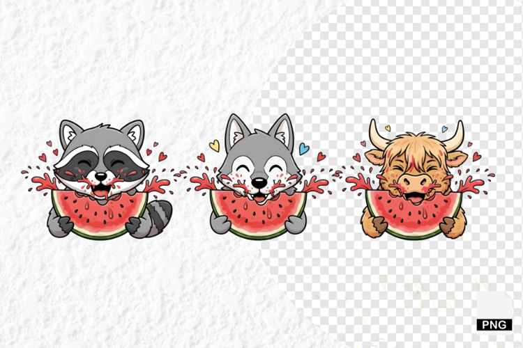 Animals Love Watermelon Clipart