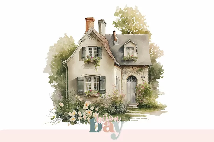 Watercolor Cottage House Clipart, Transparent PNG