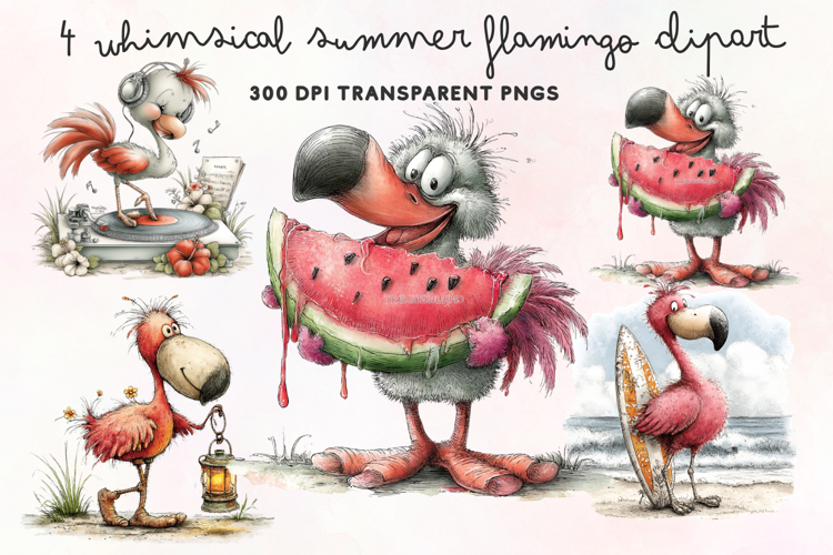 Cute Flamingo Clipart Image 9