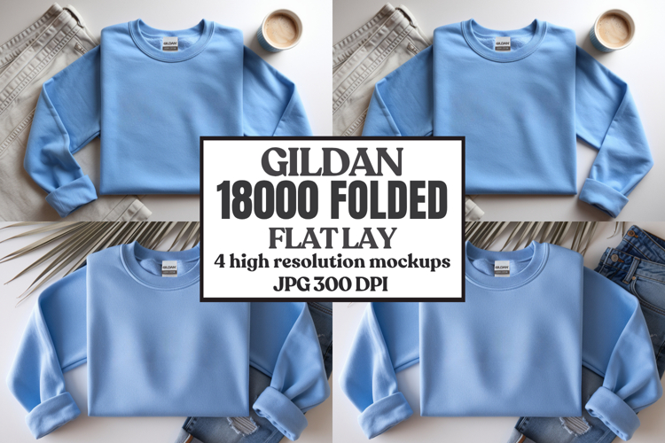 Gildan 18000 Sand Folded Flat Lay Mockups
